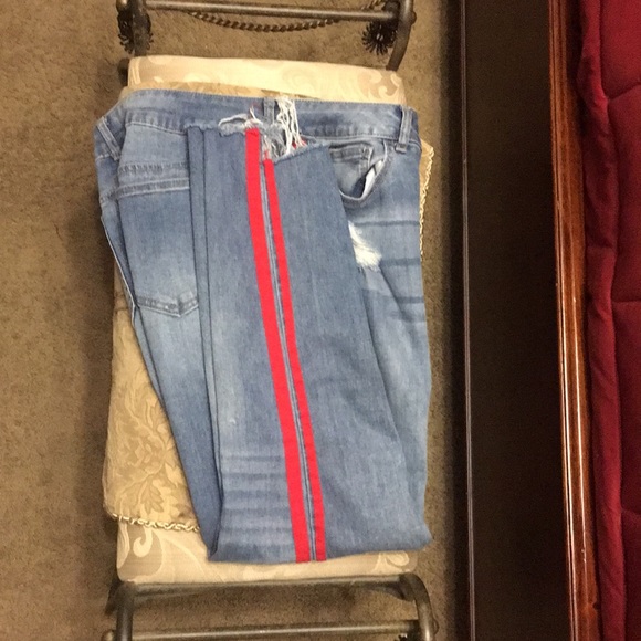Stripe Red Jeans - Picture 2 of 7